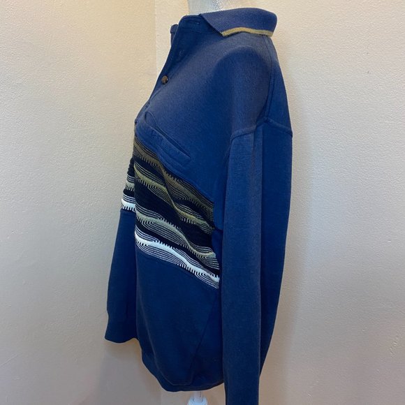 Apparel Zone Mens Blue Long Sleeve Collared Pullover Sweatshirt - Picture 6 of 9